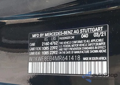 2021 Mercedes-Benz C 300 4Matic из США, поврежденный, VIN W1KWF8EB4MR641418